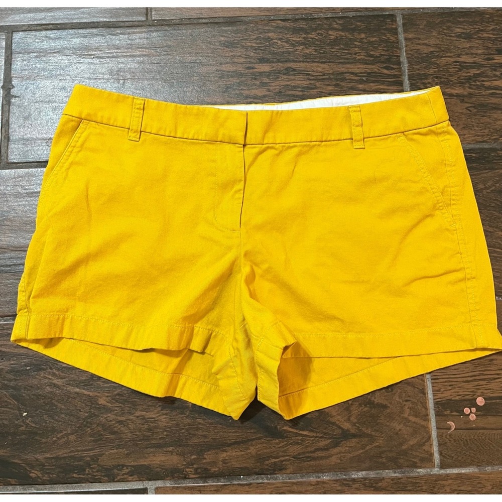 J. Crew Women Yellow Chino Shorts Size 14 Cotton Twill 3 In Inseam Casual Summer